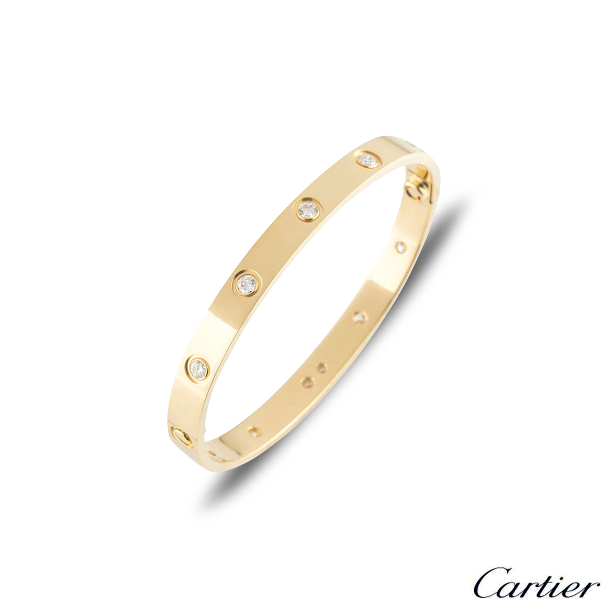 Cartier Yellow Gold Full Diamond Love Bracelet Size 16 B6040516 | Rich ...